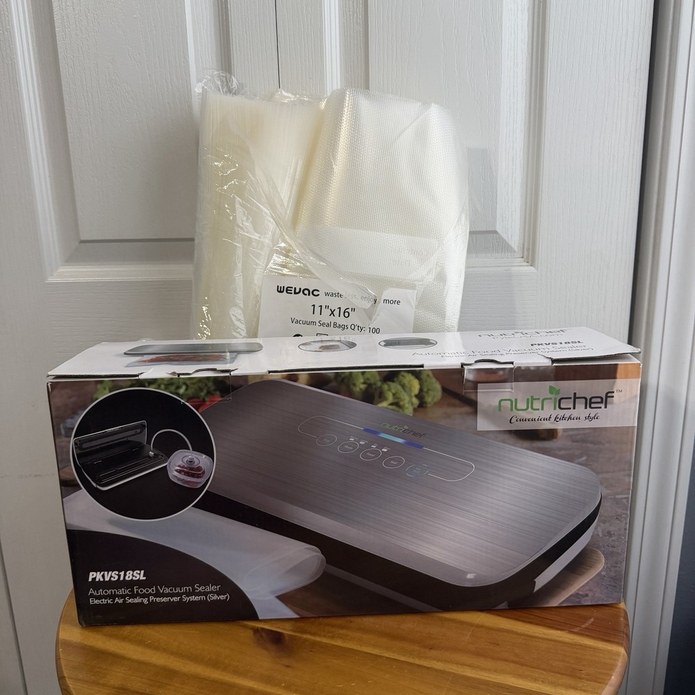 Nutrichef PKVS18 Automatic Food Vacuum Sealer + Bags Cottage Freezer Meals Gifts